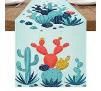 Camino de mesa de cactus, plantas tropicales del desierto, decoración para el hogar, reuniones familiares, suministros de fiesta de verano, 33 x 229 cm