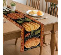 Camino de mesa de calabaza otoñal, decoración vintage de cosecha floral para el hogar, cenas familiares, suministros de reunión de vacaciones, 33 x 183 cm