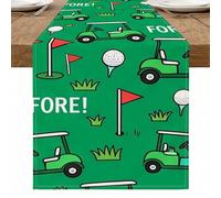 Camino de mesa de carrito de golf, divertido patrón verde para decoración de verano al aire libre, perfecto para reuniones familiares y eventos deportivos, 33 x 274 cm