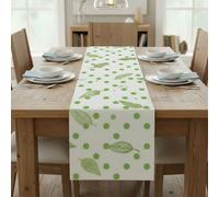 Camino de mesa de centro tipo lino abstracto verde camino de mesa de granja para imprimir caminos de café para comedor, cena, fiesta, vacaciones (33 x 178 cm)