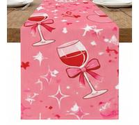 Camino de mesa de copa de vino de melocotón, elegante patrón de lazo brillante para decoración del hogar, comedor, perfecto para fiestas y celebraciones, 33 x 229 cm