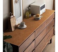 Camino de mesa de cuero marrón impermeable resistente al calor, bufanda de tocador de 13 x 40 pulgadas para soporte de TV, fiestas, restaurantes, mesas de café y té, decoración elegante para el hogar
