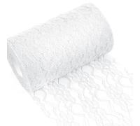 Camino de Mesa de Encaje Blanco, 15 cm de Ancho y 20 m de Largo, Camino de Mesa Decorativo para Bodas, bautizos, decoración Festiva en Ocasiones Especiales