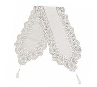 Camino de Mesa de Encaje, Camino de Mesa Bordado, Mantel Hueco con Flores, Cubierta Decorativa para Mesa con borlas, 38x145CM
