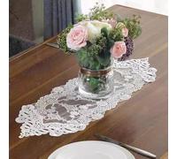 Camino de mesa de encaje de poliéster transparente con intrincado bordado floral para mesa de comedor, armario o decoración de pared, color blanco, 26 x 70 cm a 26 x 310 cm (varios tamaños) (26 x 70