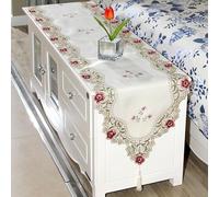 Camino de mesa de encaje floral bordado, tela de gasa translúcida para decoración del hogar, fiesta de boda, decoración del hogar, fibra de poliéster, 40 x 150 cm (40 x 196 cm 5#)