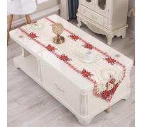 Camino de mesa de encaje floral vintage bordado para decoración de mesa de comedor, poliéster resistente a las manchas, lavable a máquina (40 x 176 cm)