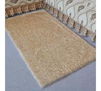Camino de mesa de felpa de color sólido, alfombra decorativa de piel de oveja sintética, almohadilla de escritorio antideslizante, mantel de piel sintética de lujo, color dorado sobre fondo blanco, 40