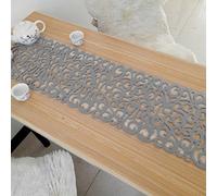Camino de mesa de fieltro hueco, estilo vintage, resistente al calor, lavable, 101,6 x 28 cm para decoración del hogar, No nulo, gris claro, Tamaño libre