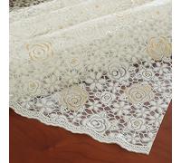 HANSULAN Camino De Mesa De Ganchillo, Algodón Cordón Tapetes De Mesa Rectángulo Ahuecar Bufanda De Tocador para Sala De Estar Dormitorio Comedor Decoración de mesa-Blanco-40 * 70cm