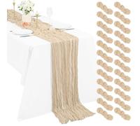 Camino de mesa de gasa bohemio, 24 unidades, 3 m, 55 x 300 cm, rústico, romántico, largo camino de mesa para bodas, fiestas, despedidas de soltera, Acción de Gracias, decoración navideña
