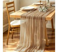 Camino de Mesa de Gasa Bohemio,300 X 90 CM Camino de Mesa Moderno, para Bodas, Fiestas, Navidad Nochevieja, Baby Showers y Despedidas de Soltera (Beige Oscuro)