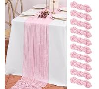 Camino de mesa de gasa de 3 m de largo, 10 unidades, color rosa, para fiestas de cumpleaños, festivales, decoración de bodas (rosa)