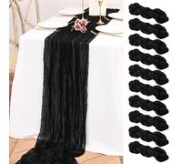 Camino de mesa de gasa de 3 m de largo, color negro, 10 unidades, para fiestas de cumpleaños, festivales, decoración de bodas (negro)