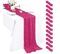 Camino de mesa de gasa de color rosa cálido, 12 unidades, 3 m, estilo bohemio, 55 x 300 cm, rústico, romántico, largo camino de mesa para bodas, fiestas, despedidas de soltera, Acción de Gracias
