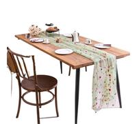 Camino de Mesa de Gasa Flower Embroidery Lace Table Runner Romantic Pleated Wedding Dining Decoration Long Tablecloth For Banquet(Green,75x300cm)