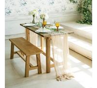 Camino de mesa de gasa, mantel de gasa for mesa de comedor, bodas, fiestas, banquetes navideños, arcos, decoración de tartas(Khaki)