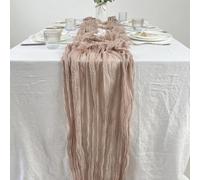 Camino de mesa de gasa, mantel de gasa for mesa de comedor, bodas, fiestas, banquetes navideños, arcos, decoración de tartas(Beige)