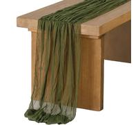 Camino de mesa de gasa, mantel de gasa for mesa de comedor, bodas, fiestas, banquetes navideños, arcos, decoración de tartas(Olive)