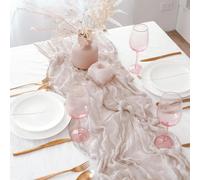Camino de mesa de gasa, mantel de gasa for mesa de comedor, bodas, fiestas, banquetes navideños, arcos, decoración de tartas(Hazelnut)