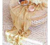 Camino de mesa de gasa, mantel de gasa for mesa de comedor, bodas, fiestas, banquetes navideños, arcos, decoración de tartas(Yellow)