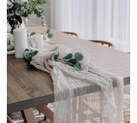 Camino de mesa de gasa, mantel de gasa for mesa de comedor, bodas, fiestas, banquetes navideños, arcos, decoración de tartas(White)
