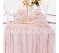 Camino de mesa de gasa, mantel de gasa for mesa de comedor, bodas, fiestas, banquetes navideños, arcos, decoración de tartas(Dirty pink)