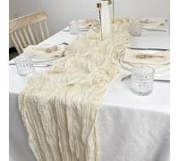 Camino de mesa de gasa, mantel de gasa for mesa de comedor, bodas, fiestas, banquetes navideños, arcos, decoración de tartas(Cream)