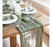 Camino de mesa de gasa, mantel de gasa for mesa de comedor, bodas, fiestas, banquetes navideños, arcos, decoración de tartas(Sage)
