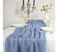 Camino de mesa de gasa, mantel de tela de estopilla for decoración de bodas, San Valentín, fiestas de cumpleaños(Stone blue)