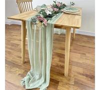 Camino de mesa de gasa, mantel de tela de estopilla for decoración de bodas, San Valentín, fiestas de cumpleaños(Sage)