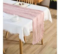 Camino de Mesa de Gasa Rosa, 90 x 180cm, Estilo Bohemio Camino De Mesa De Queso, Mantel Rústico en Tejido de Gasa, para Boda, Comedor, Fiesta, Vacaciones, decoración