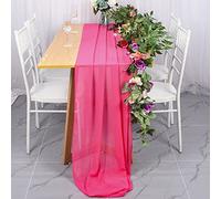 Camino de Mesa de Gasa Rosa Fuerte 29x120 Pulgadas Camino de Mesa Transparente Recepción de Boda Decoración de Mesa Superior Corredores de Gasa románticos para Banquetes de Bodas al Aire Libre
