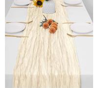 Camino de mesa de gasa rústica for bodas, despedidas de soltera, fiestas, decoración del hogar(Beige)