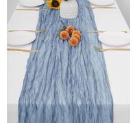 Camino de mesa de gasa rústica for bodas, despedidas de soltera, fiestas, decoración del hogar(Dusty Blue)