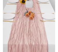 Camino de mesa de gasa rústica for bodas, despedidas de soltera, fiestas, decoración del hogar(Dusty Pink)
