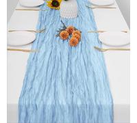 Camino de mesa de gasa rústica for bodas, despedidas de soltera, fiestas, decoración del hogar(Light Blue)