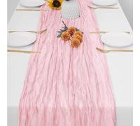 Camino de mesa de gasa rústica for bodas, despedidas de soltera, fiestas, decoración del hogar(Light Pink)