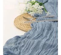 Camino de mesa de gasa semitransparente de 90 x 180 cm for recepción de boda, despedida de soltera, fiesta de cumpleaños, banquete, decoración de mesa de Navidad.(Gery Blue)