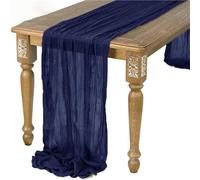 Camino de mesa de gasa semitransparente de 90 x 180 cm for recepción de boda, despedida de soltera, fiesta de cumpleaños, banquete, decoración de mesa de Navidad.(Navy Blue)