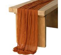 Camino de mesa de gasa semitransparente de 90 x 180 cm for recepción de boda, despedida de soltera, fiesta de cumpleaños, banquete, decoración de mesa de Navidad.(Brown)