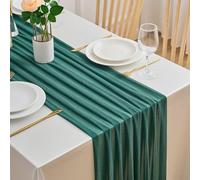 Camino de Mesa de Gasa Verde, 75 x 220 cm, Suave, de temática primaveral, Moderno, Boho, Bodas, cumpleaños, Salones, cocinas, Uso Interior y Exterior.