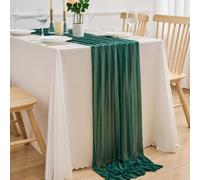 Camino de Mesa de Gasa Verde, 75 x 300 cm, Suave, de temática primaveral, Moderno, Boho, Bodas, cumpleaños, Salones, cocinas, Uso Interior y Exterior.