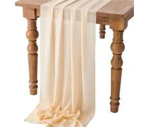 Camino de Mesa de Gasa White Chiffon Table Runner Wedding Decoration Birthday Party Christmas Thanksgiving Halloween Events(Apricot,30X180cm)