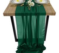 Camino de Mesa de Gasa White Chiffon Table Runner Wedding Decoration Birthday Party Christmas Thanksgiving Halloween Events(Dark Green,30X300cm)