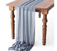 Camino de Mesa de Gasa White Chiffon Table Runner Wedding Decoration Birthday Party Christmas Thanksgiving Halloween Events(Greyish Blue,30X180cm)