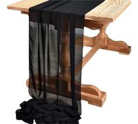 Camino de Mesa de Gasa White Chiffon Table Runner Wedding Decoration Birthday Party Christmas Thanksgiving Halloween Events(Black,30X300cm)