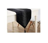 Camino de mesa de granja, camino de mesa de terciopelo con patrón de cielo estrellado para uso diario, comedor, boda, fiesta, vacaciones, decoración del hogar, negro, 12.6 x 62.99 pulgadas