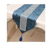 Camino de mesa de granja, nailon con patrón de cuentas suaves para uso diario, azul, 12.6 x 86.61 pulgadas
