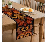 Camino de mesa de hojas de otoño, diseño floral vintage de remolinos para el hogar, cenas familiares, reuniones, decoración de 33 x 183 cm